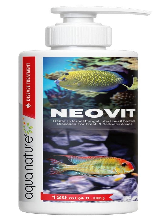 aqua nature Neovit Treats External Fungal Infection & Bacterial Diseases for Fresh & Saltwater (120 Ml) - Image 1